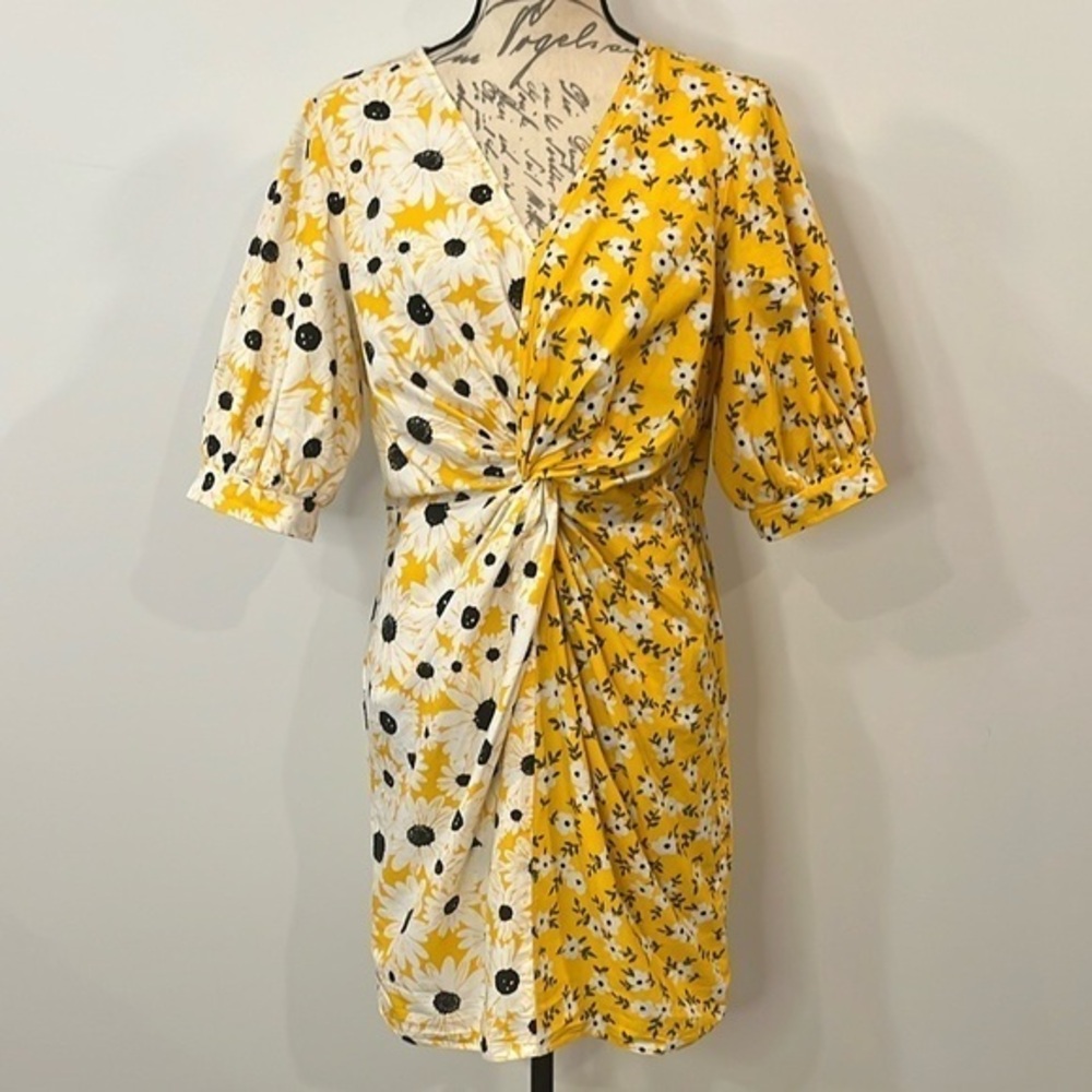 ASOS twist sunflower floral cotton mini dress 10